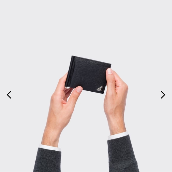 Prada Saffiano Men's Black Card Case with Money Clip - Picture 10 of 10